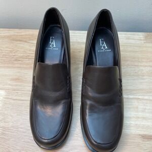 Etienne Aigner Foster Womens Brown Leather Block Heel Loafers Shoes Size 6